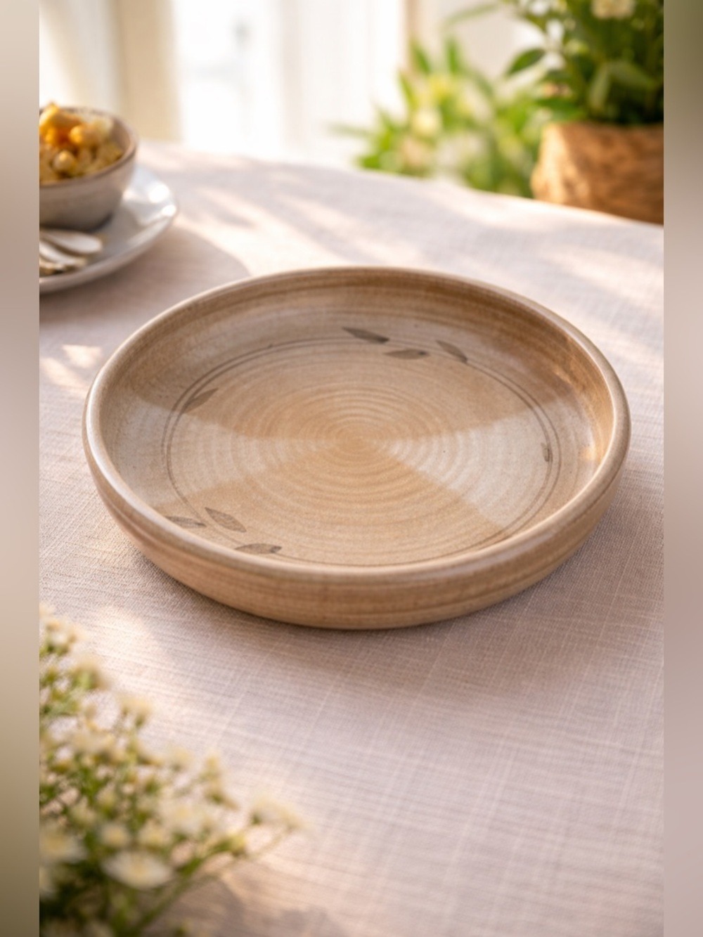 Handcrafted Studio Pottery • Signed Artisan Ceramic Plate • Earth-Tone • 10”